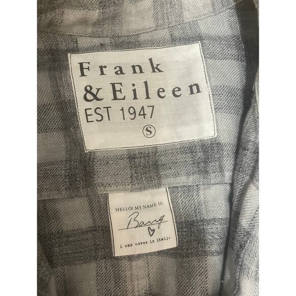 Frank‎ & Eileen Barry Linen Button Down Shirt Plaid Gray Small - Picture 2 of 5
